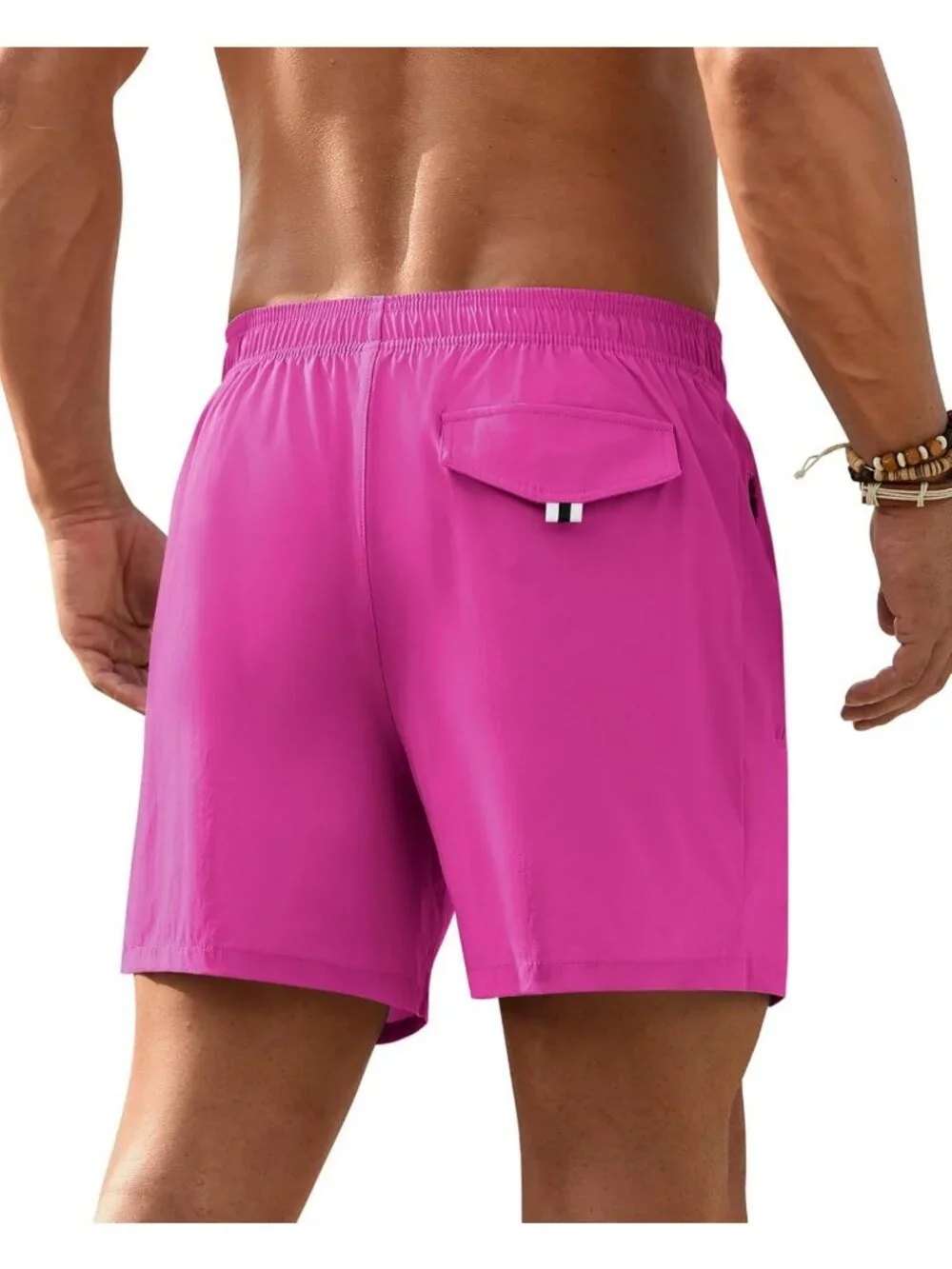 Men's Quick Dry Swim Trunks with Zipper Pocket - 5 Inch Stretch Beach Shorts